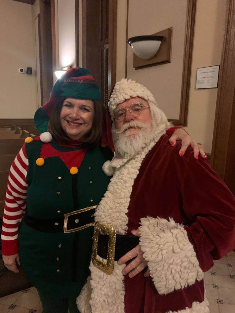 Santa and an elf.