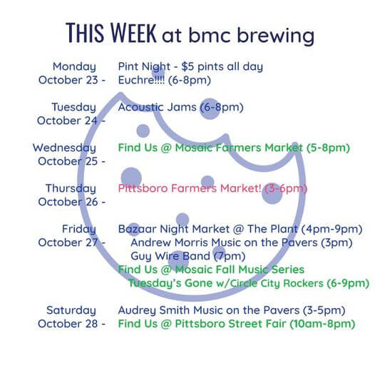 bmc brewing schedule