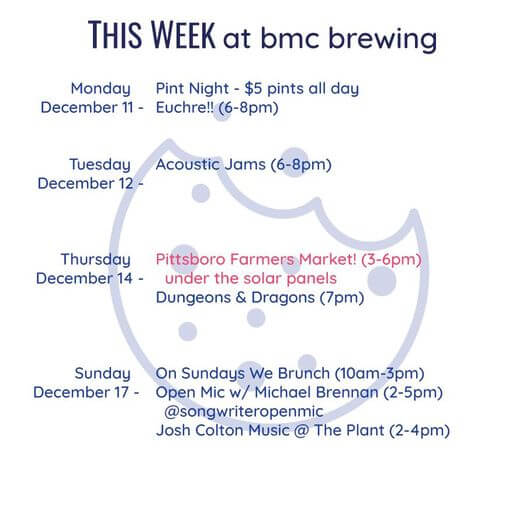 BMC brewing calendar