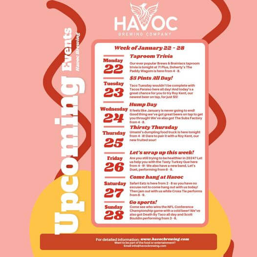 Havoc Brewing Calendar