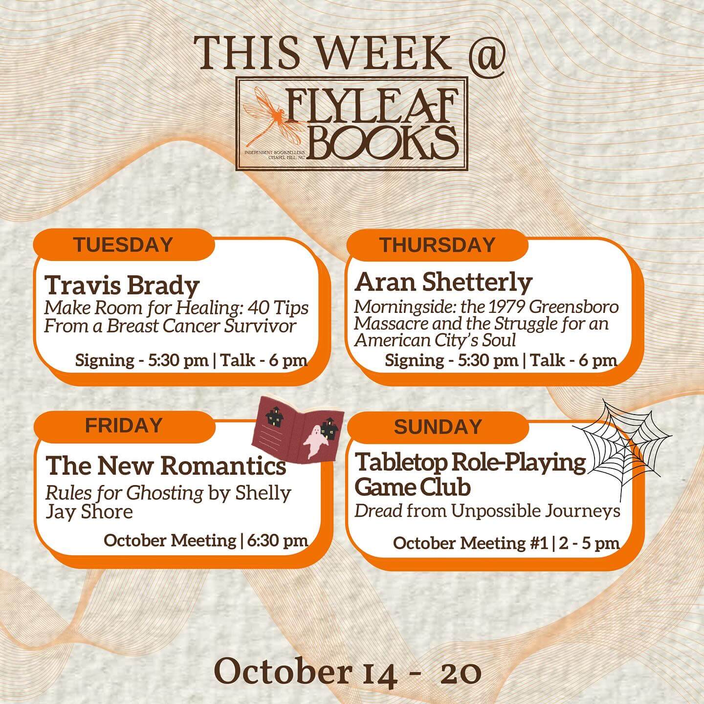 Flyleaf Books schedule